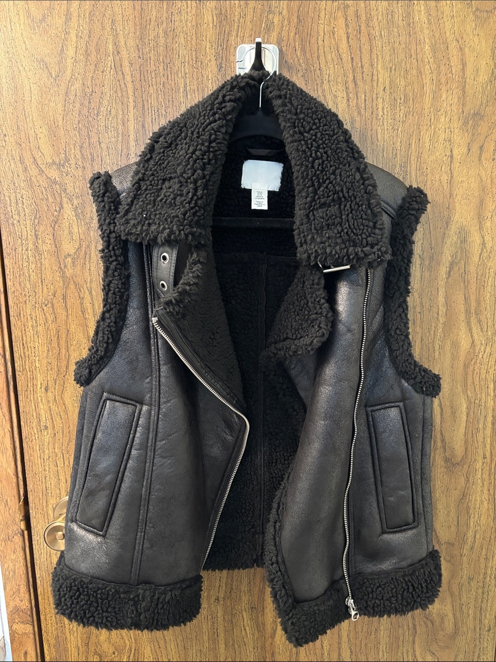 Black Faux Shearling Moto Vest